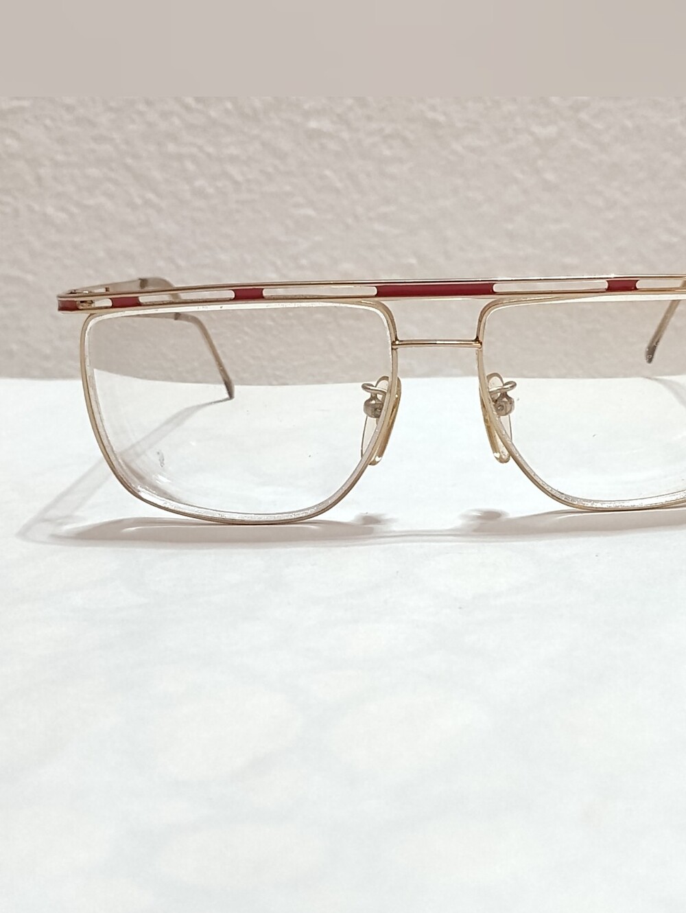 Vintage Anne Klein Riva 58-15-135 Frames 013 Gold Red Aviator Japan Handmade 80s